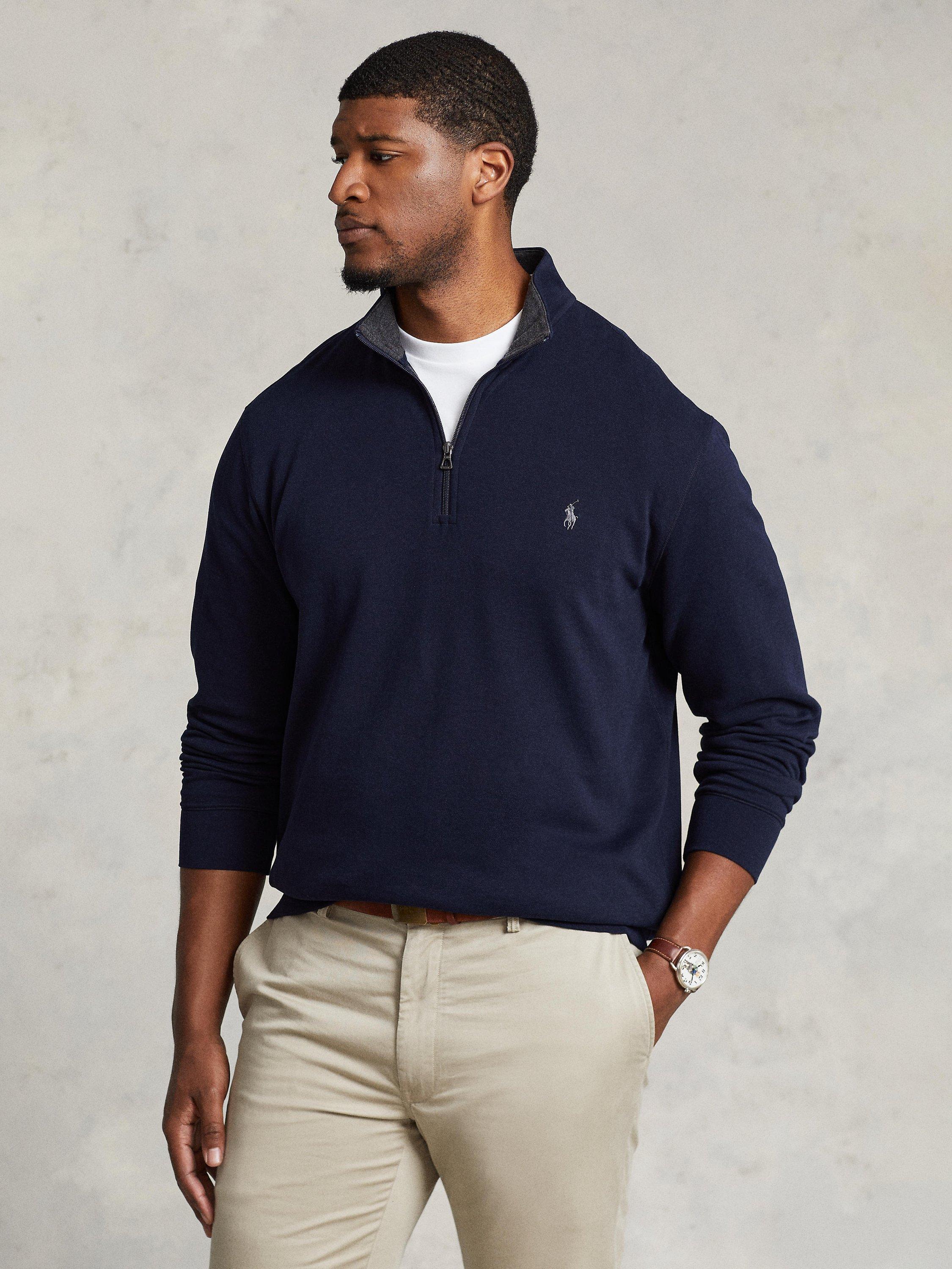 Product image 1 of 5, which shows Ralph Lauren Big & Tall Quarter Zip Jumper, Aviator Navy/C9678, 2XB