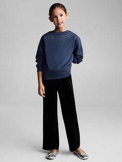 Mango Kids' Beaded Collar Sweatshirt, Navy - view 2, Navy
