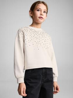 Mango Kids' Decorative Beads Sweatshirt, Natural White, Natural White