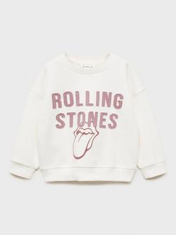 Mango Kids' Rolling Stones Sweatshirt, Natural White, Natural White
