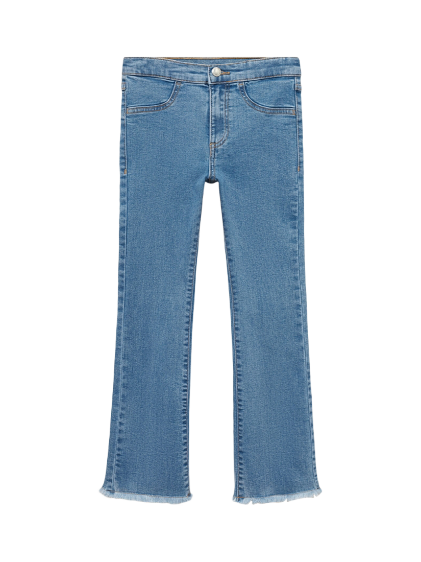 Product image 1 of 4, which shows Mango Kids' Trumpet Jeans, Open Blue, 10 years