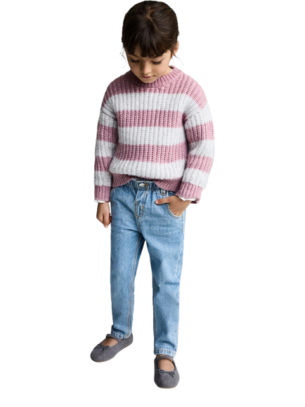 Mango Kids' Paperbag Jeans, Open Blue - view 2, Open Blue