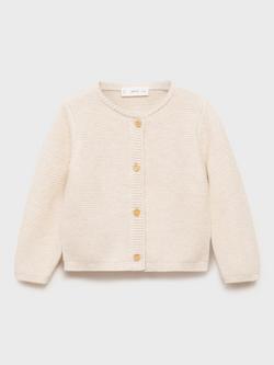 Mango Baby Boba Cotton Blend Cardigan, Beige