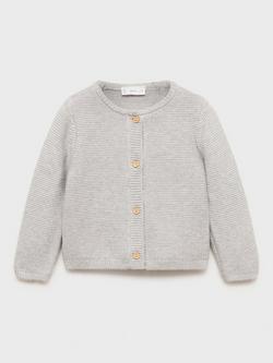 Mango Baby Boba Cotton Blend Cardigan, Medium Grey