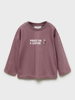 Mango Kids' Pirate for a Lifetime Long Sleeve Top, Dark Red, Dark Red