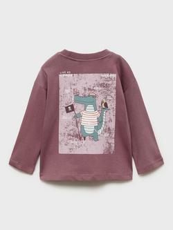 Mango Kids' Pirate for a Lifetime Long Sleeve Top, Dark Red - view 2, Dark Red