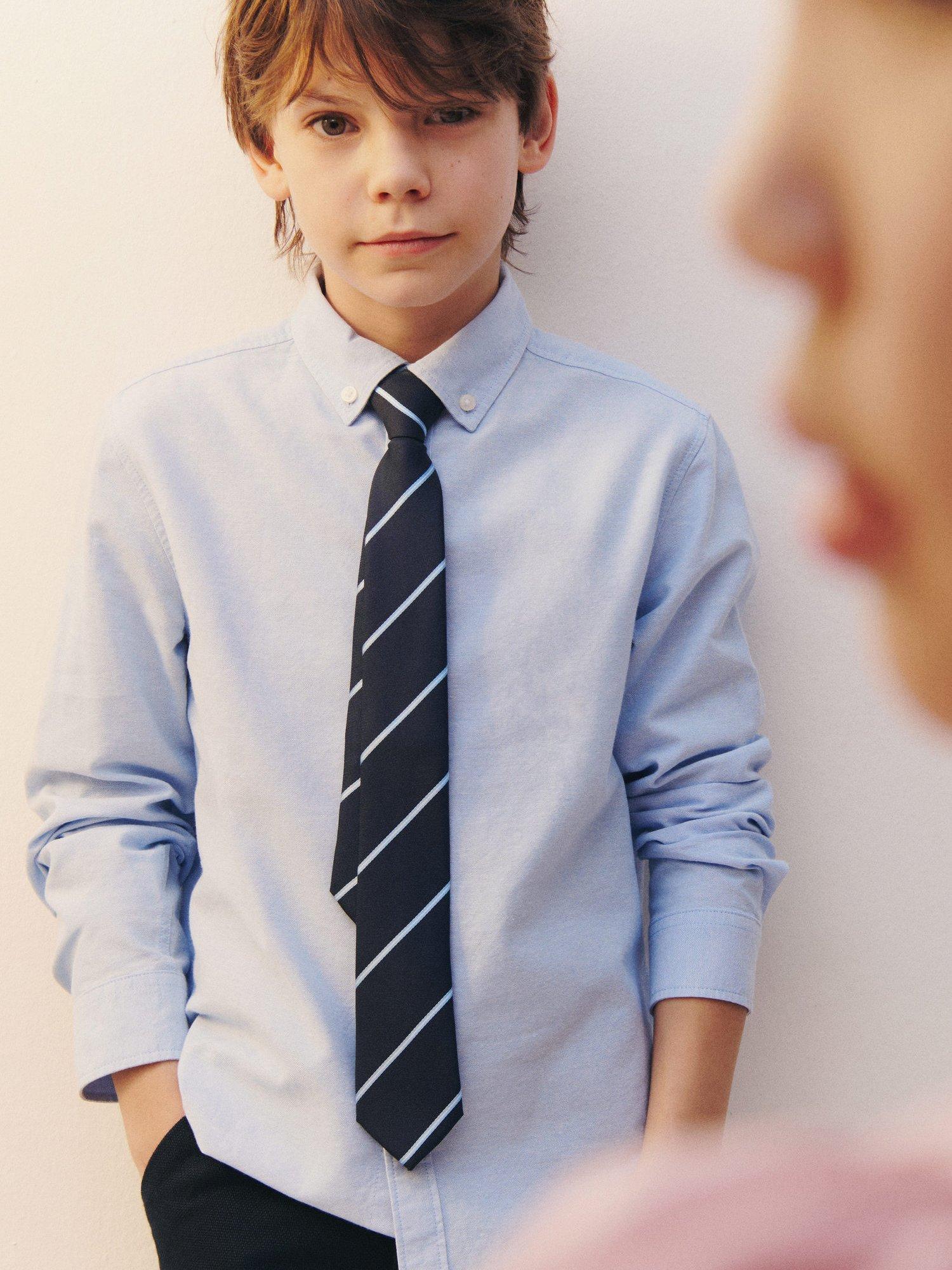 Product image 1 of 4, which shows Mango Kids' Oxford Cotton Shirt, Pastel Blue, 10 years
