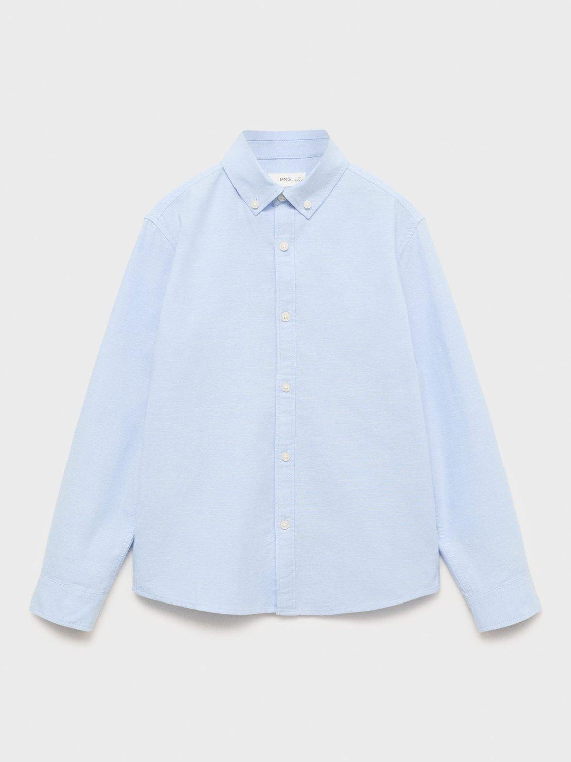 Product image 2 of 4, which shows Mango Kids' Oxford Cotton Shirt, Pastel Blue, 10 years