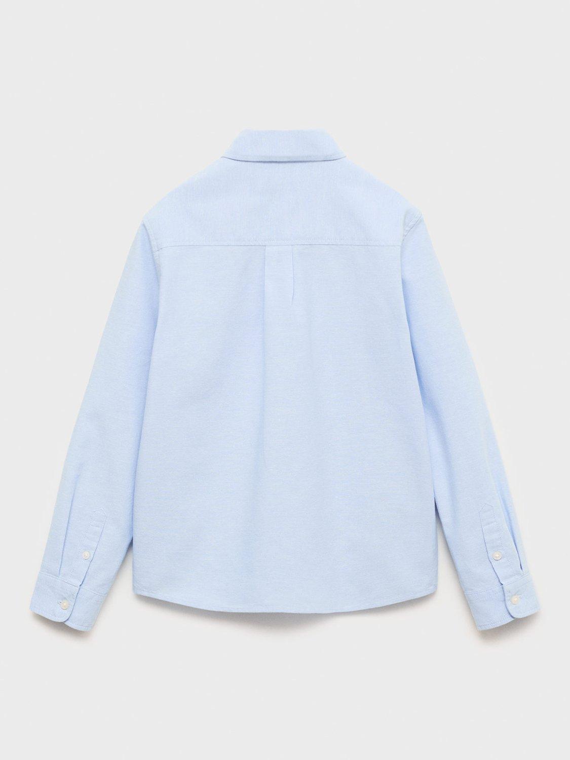 Product image 3 of 4, which shows Mango Kids' Oxford Cotton Shirt, Pastel Blue, 10 years