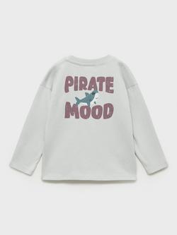 Mango Kids' Never Stop Exploring Long Sleeve Top, Pastel Grey - view 2, Pastel Grey