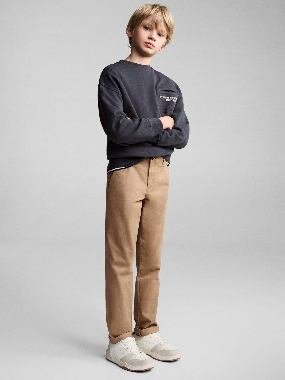 Product image 2 of 6, which shows Mango Kids' Slim Leg Chinos, Light Beige, 12 years