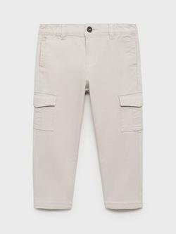 Mango Kids' Cargo Trousers, Natural White - view 2, Natural White