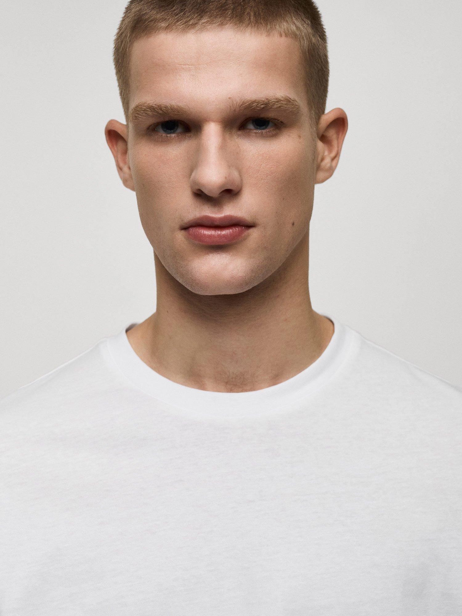 Product image 5 of 7, which shows Mango Cherlo Regular Fit Crew Neck Tee, White, L