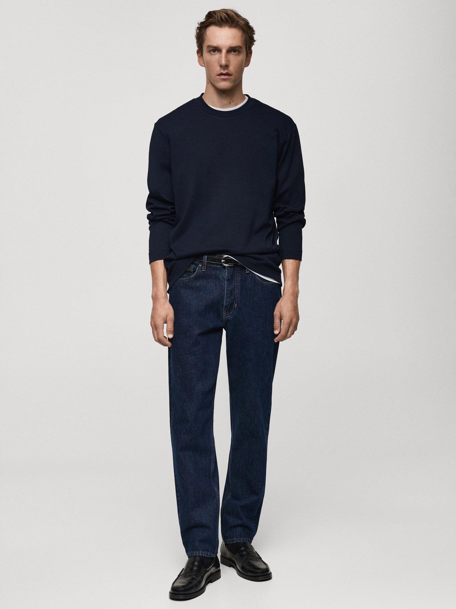 Product image 2 of 8, which shows Mango Gareth Cotton Long Sleeve Tee, Navy, XS