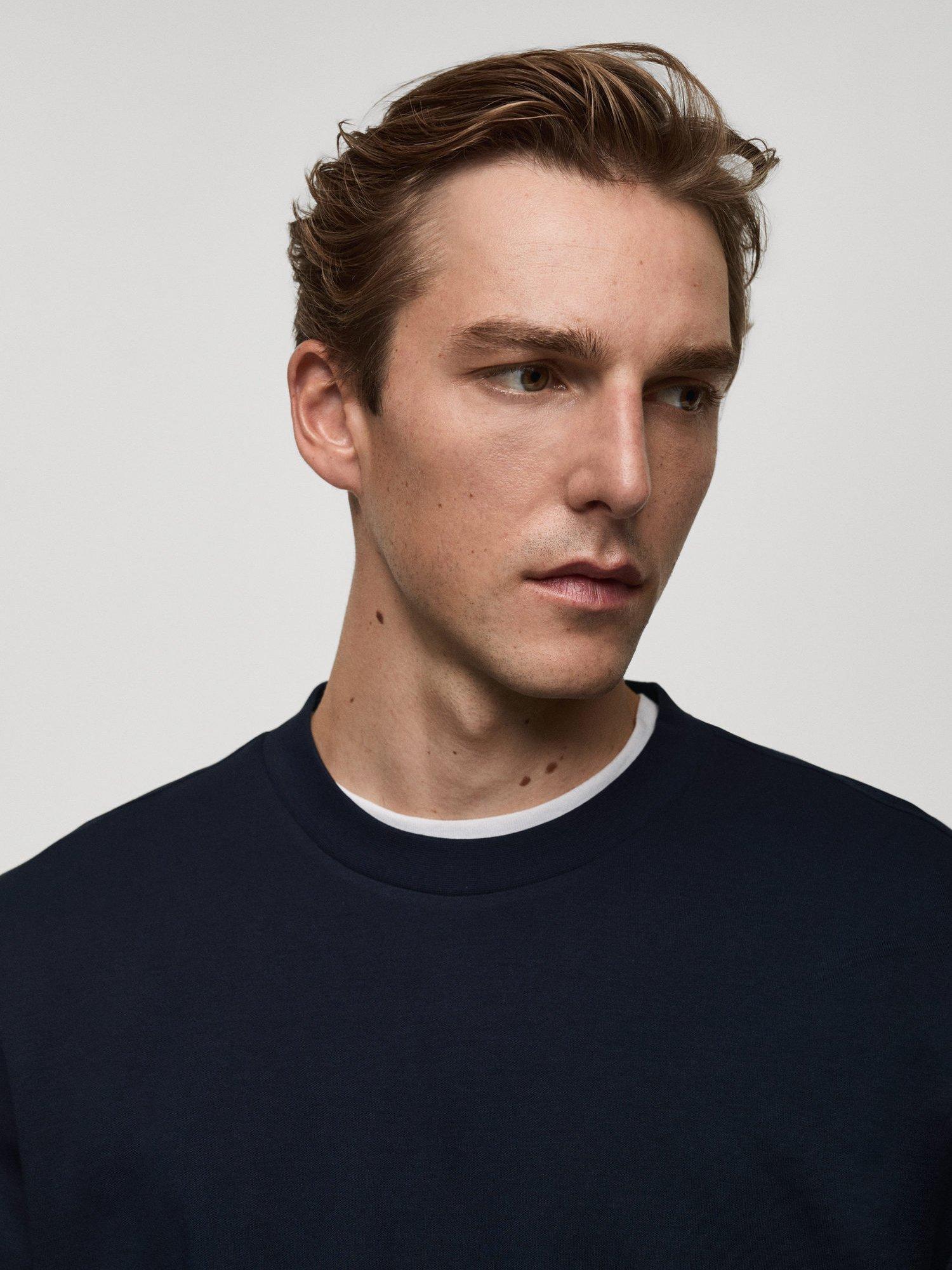 Product image 6 of 8, which shows Mango Gareth Cotton Long Sleeve Tee, Navy, XS