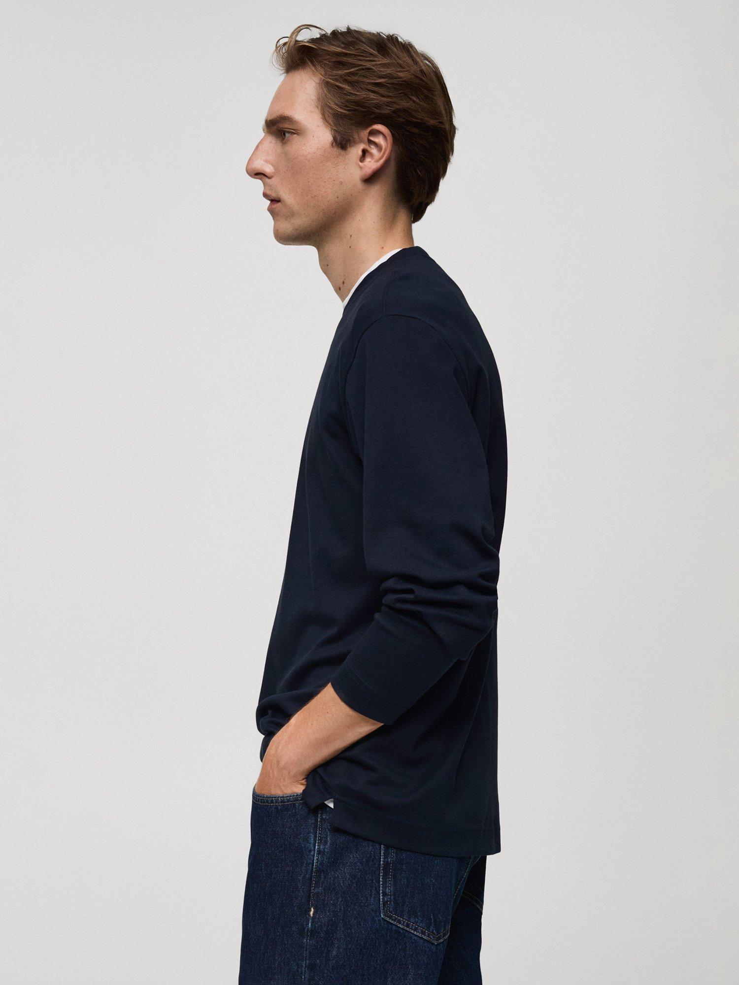 Product image 7 of 8, which shows Mango Gareth Cotton Long Sleeve Tee, Navy, XS