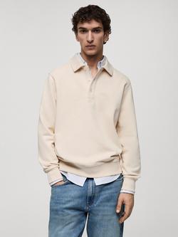Mango Bola Collar Neck Sweatshirt, Light Beige
