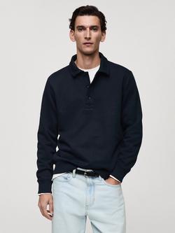 Mango Bola Collar Neck Sweatshirt, Navy