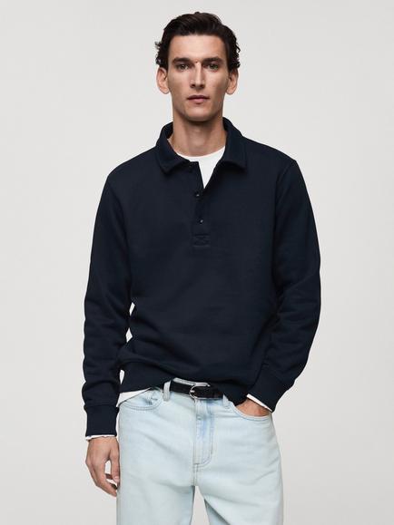 Mango Bola Collar Neck Sweatshirt, Navy