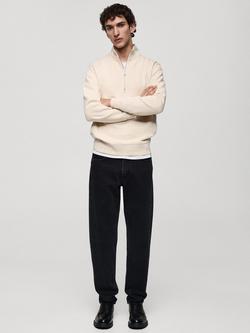 Mango Winny High Zip Neck Regular Fit Sweatshirt - view 2, Light Beige