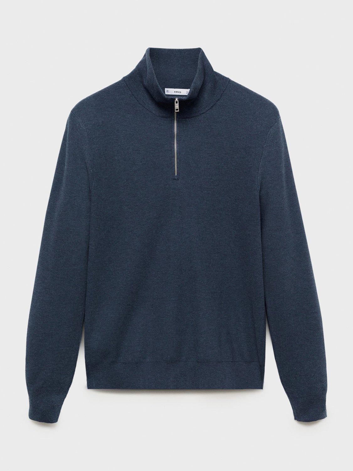 Product image 3 of 8, which shows Mango Ten Half Zip Jumper, Medium Blue, L