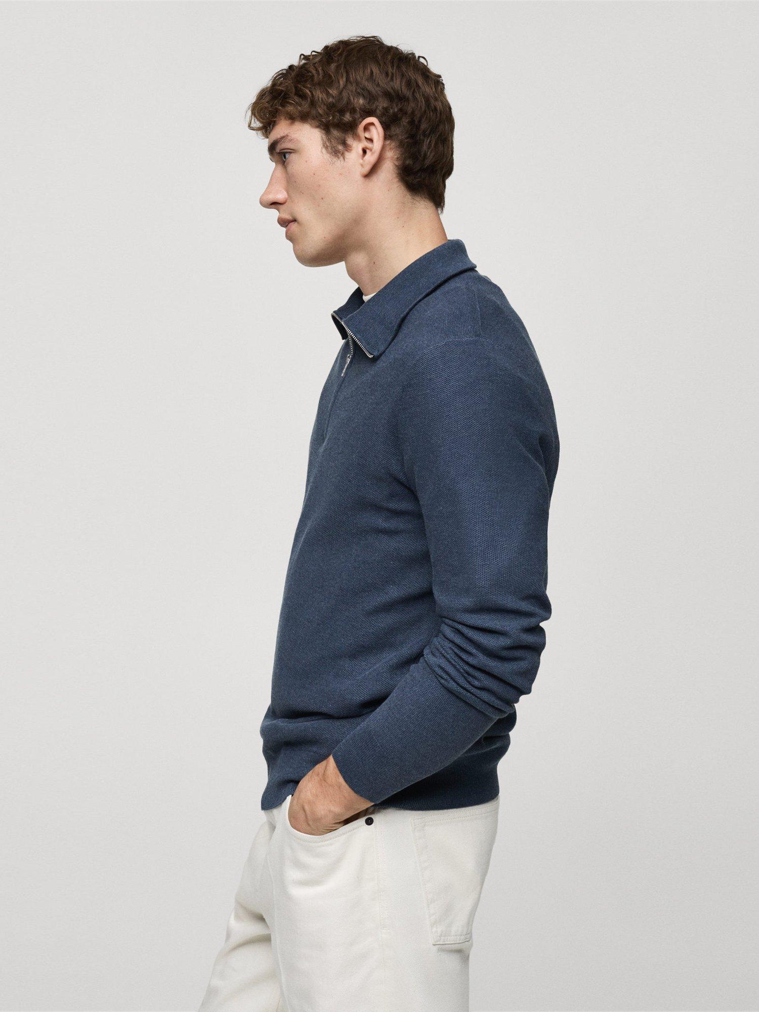 Product image 7 of 8, which shows Mango Ten Half Zip Jumper, Medium Blue, L