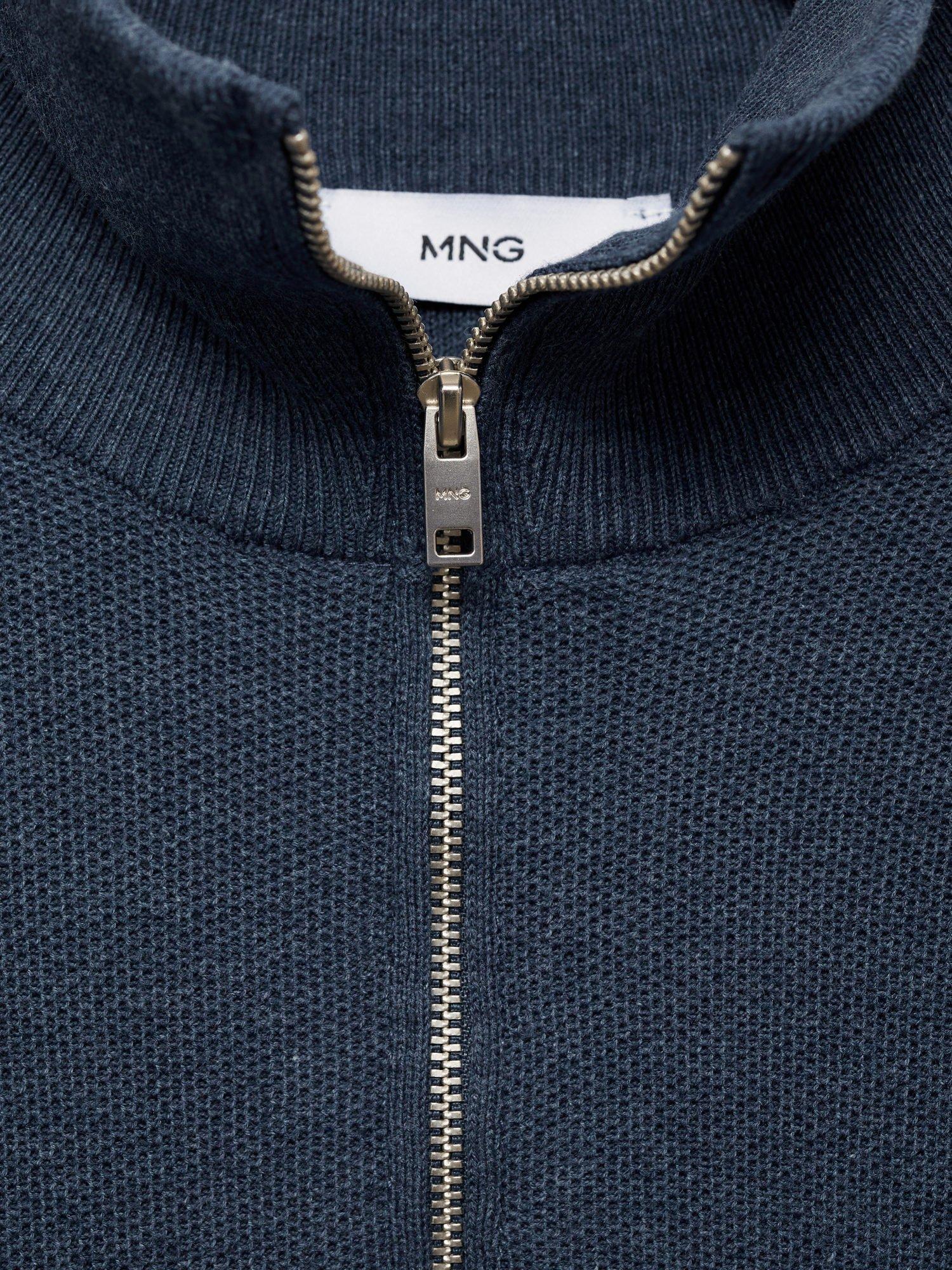 Product image 8 of 8, which shows Mango Ten Half Zip Jumper, Medium Blue, L