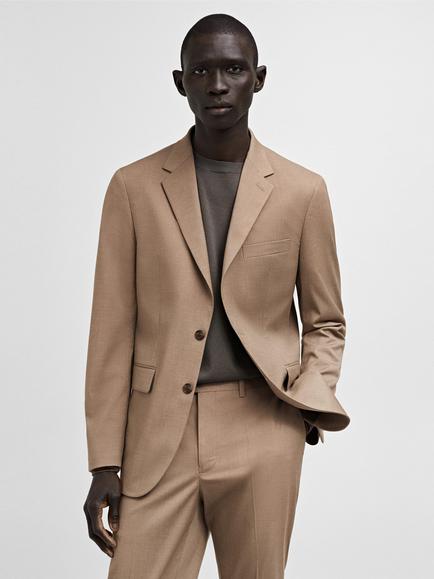 Mango Milan Slim Fit Suit Jacket, Light Beige, Light Beige