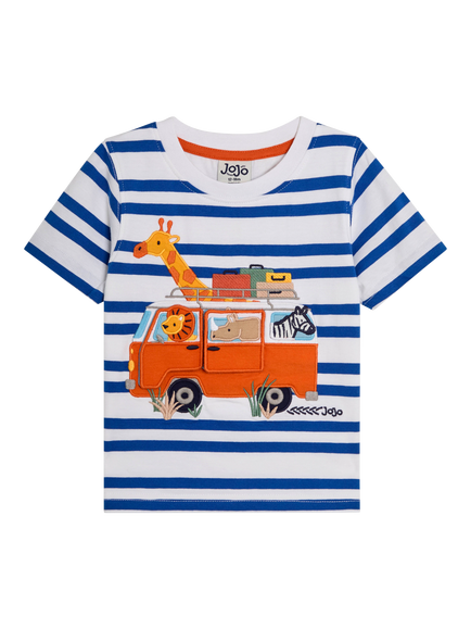 JoJo Maman Bébé Kids' Safari Friends T-Shirt, Ecru, Ecru