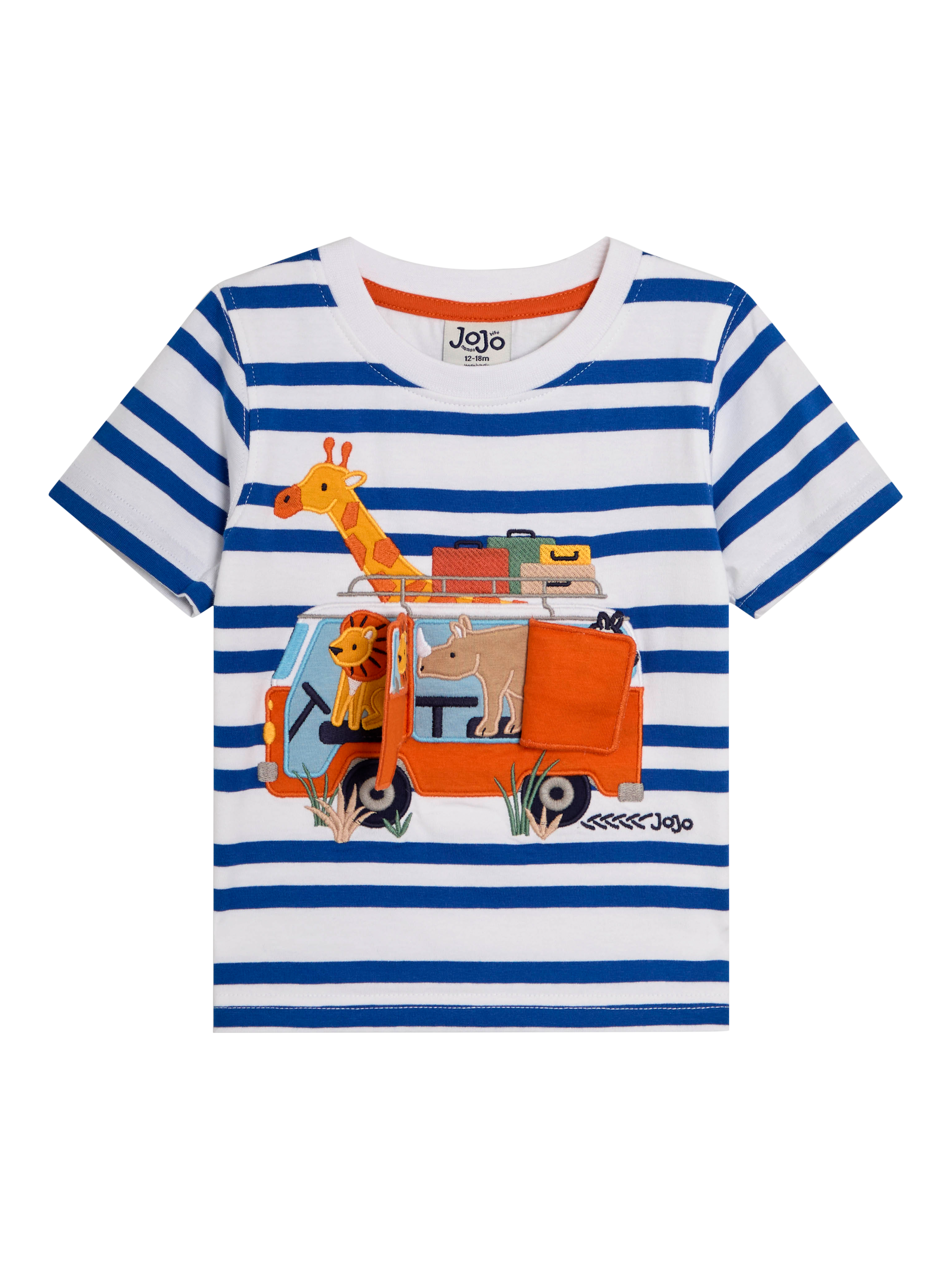 Product image 3 of 3, which shows JoJo Maman Bébé Kids' Safari Friends T-Shirt, Ecru, 5-6 years