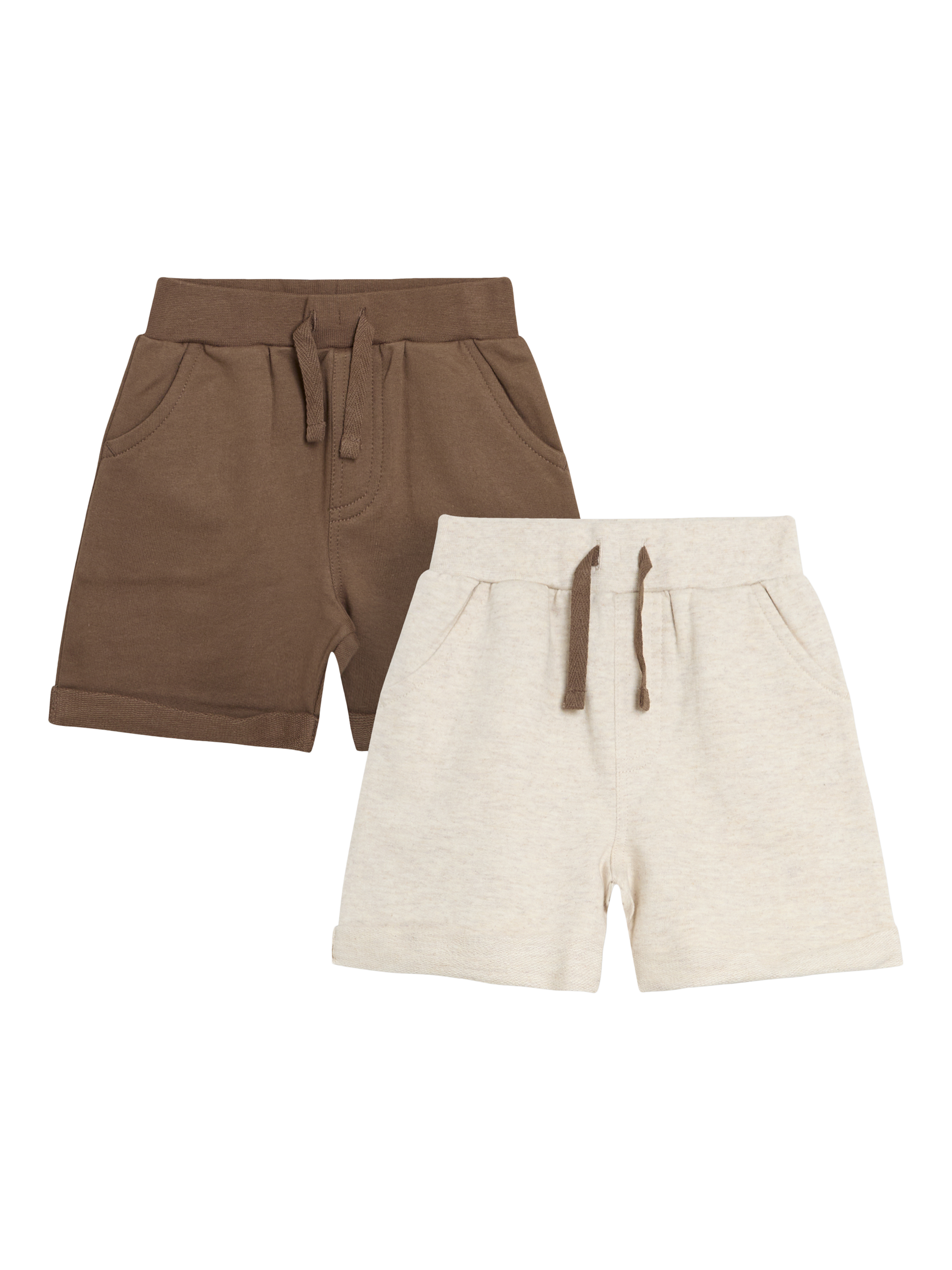 Product image 1 of 5, which shows JoJo Maman Bébé Kids' Jogger Shorts, Pack of 2, Natural, 0-3 months