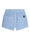 JoJo Maman Bébé Kids' Cotton Textured Gingham Shorts, Brown, Blue