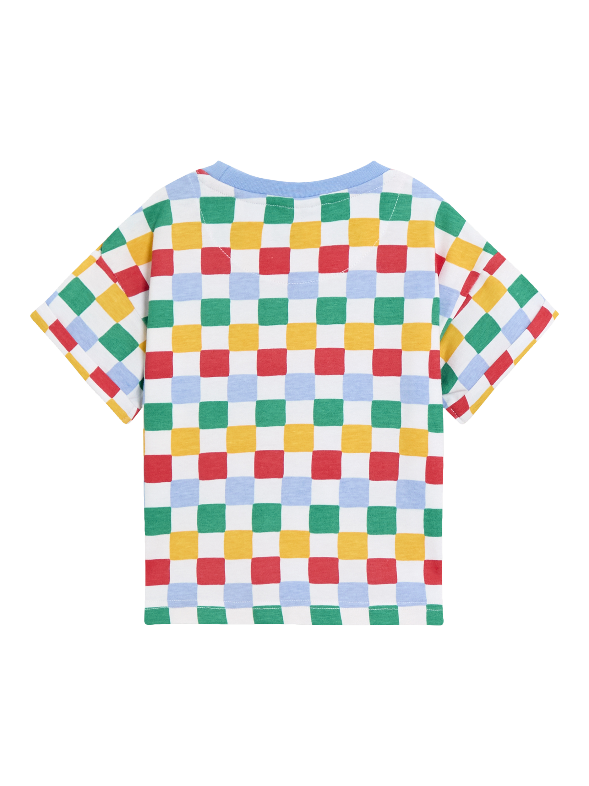 Product image 2 of 3, which shows JoJo Maman Bébé Kids' Cotton Check Construction Applique T-Shirt, Bright, 6-12 months