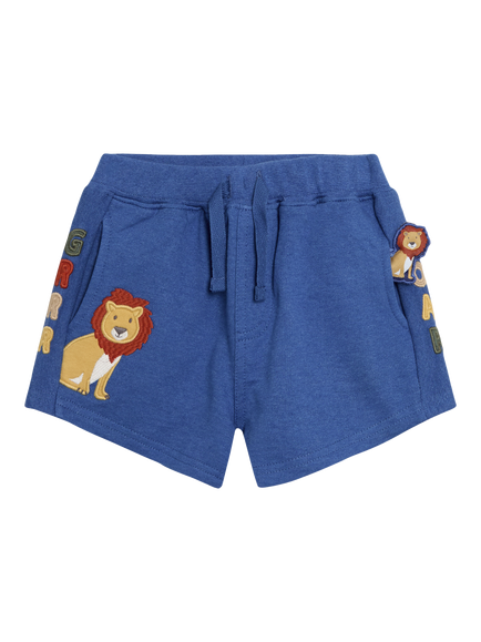 JoJo Maman Bébé Kids' Cotton Lion Applique Shorts, Denim - view 2, Denim