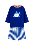 JoJo Maman Bébé Kids' Shark 2 Piece Sun Pro Set, Blue/Multi