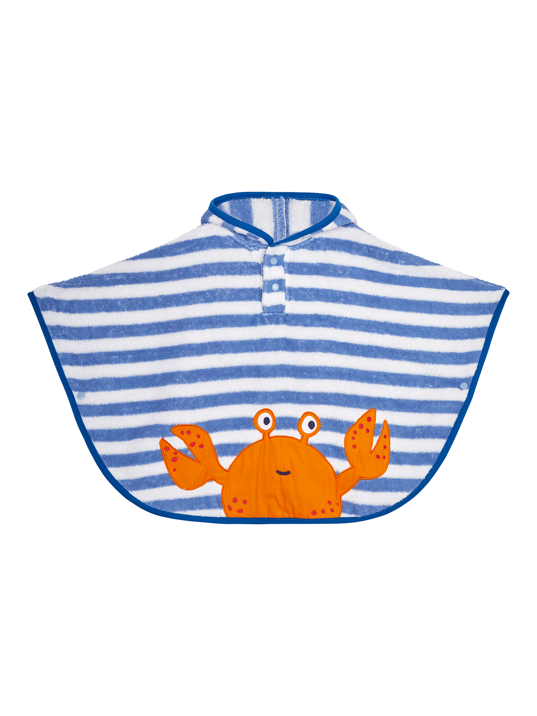 Product image 2 of 3, which shows JoJo Maman Bébé Kids' Towelling Crab Poncho, Blue/Multi, 1-2 years