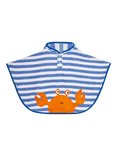 JoJo Maman Bébé Kids' Towelling Crab Poncho, Blue/Multi