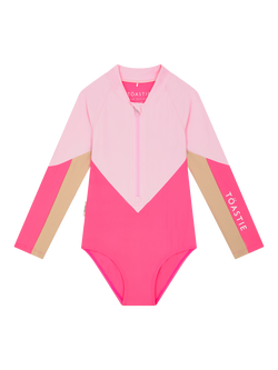 Toastie Kids' UV Long Sleeve Swimsuit, Fizzy Pink, Pink Multi Pink