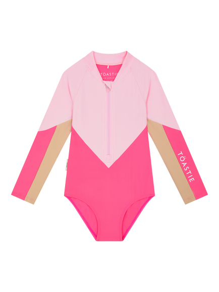 Toastie Kids' UV Long Sleeve Swimsuit, Fizzy Pink, Pink Multi Pink