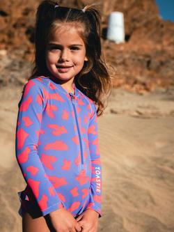 Toastie Kids' UV Long Sleeve Swimsuit, Pink Brush Stroke - view 2, Pink Bursh Stroke