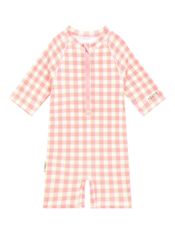 Toastie Kids' UV Zip-Up Onesie, Pink Gingham, Pink Gingham