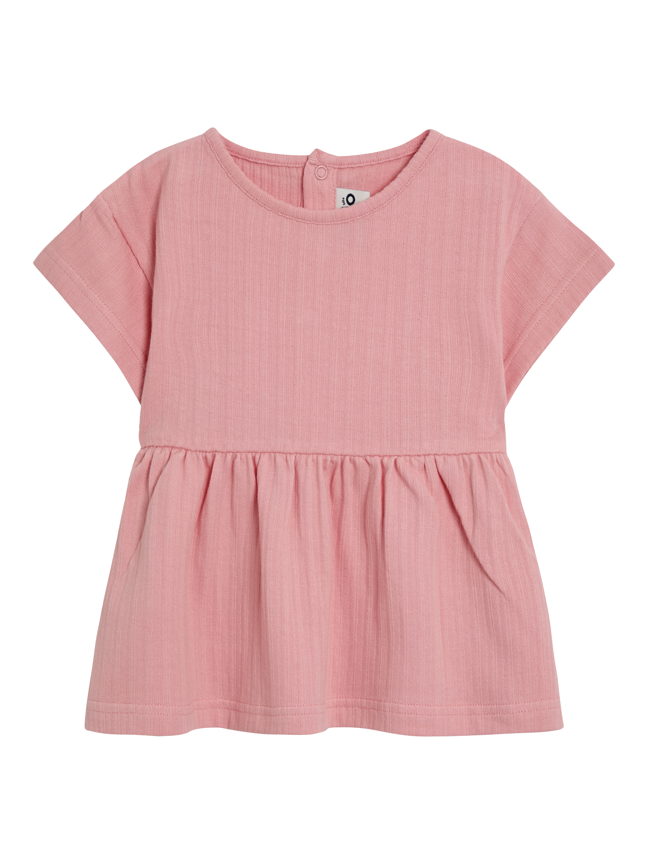 Product image 5 of 7, which shows JoJo Maman Bébé Kids' Cotton Plain & Cherry Print Tunic Tops, Pack of 2, Cream, 6-12 months
