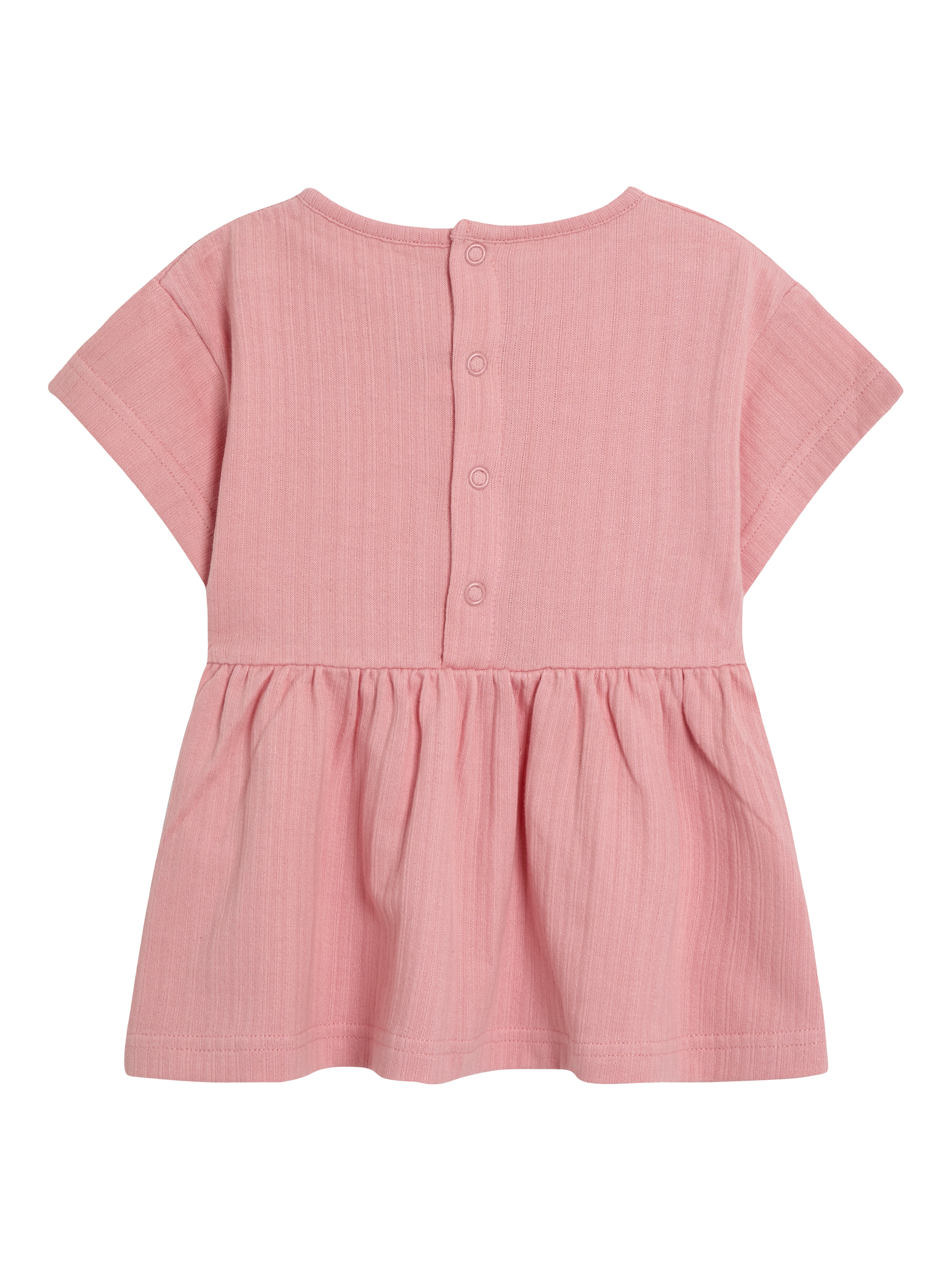 Product image 6 of 7, which shows JoJo Maman Bébé Kids' Cotton Plain & Cherry Print Tunic Tops, Pack of 2, Cream, 6-12 months