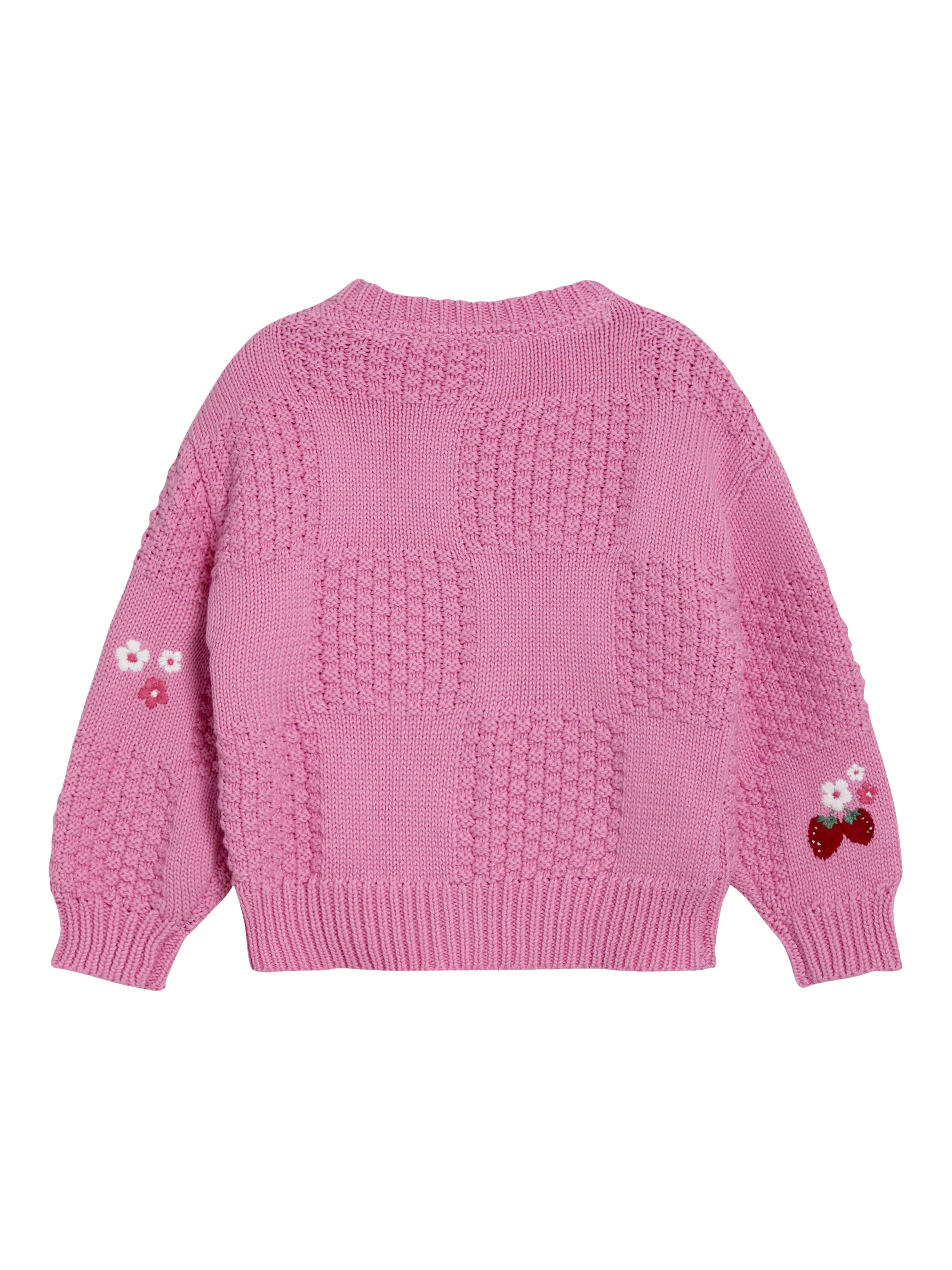 Product image 2 of 3, which shows JoJo Maman Bébé Kids' Strawberry Embroidered Cardigan, Pink, 6-12 months