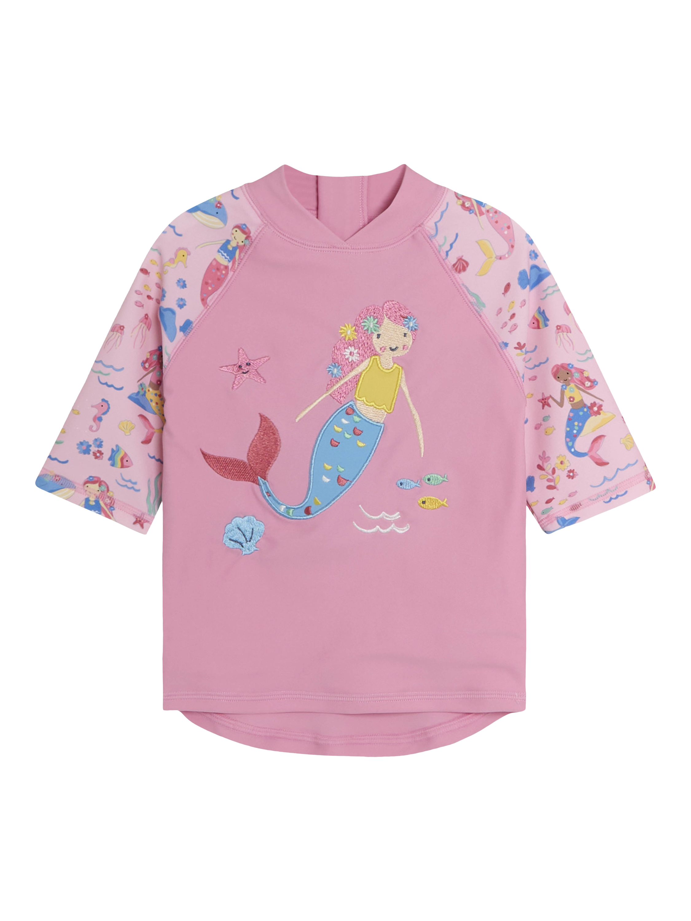 Product image 2 of 5, which shows JoJo Maman Bébé Kids' Mermaid Swim Top & Shorts Set, Seaspray, 2-3 years