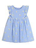 JoJo Maman Bébé Kids' Lemon Embroidered Sumemr Dress, Blue