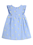 JoJo Maman Bébé Kids' Lemon Embroidered Sumemr Dress, Blue