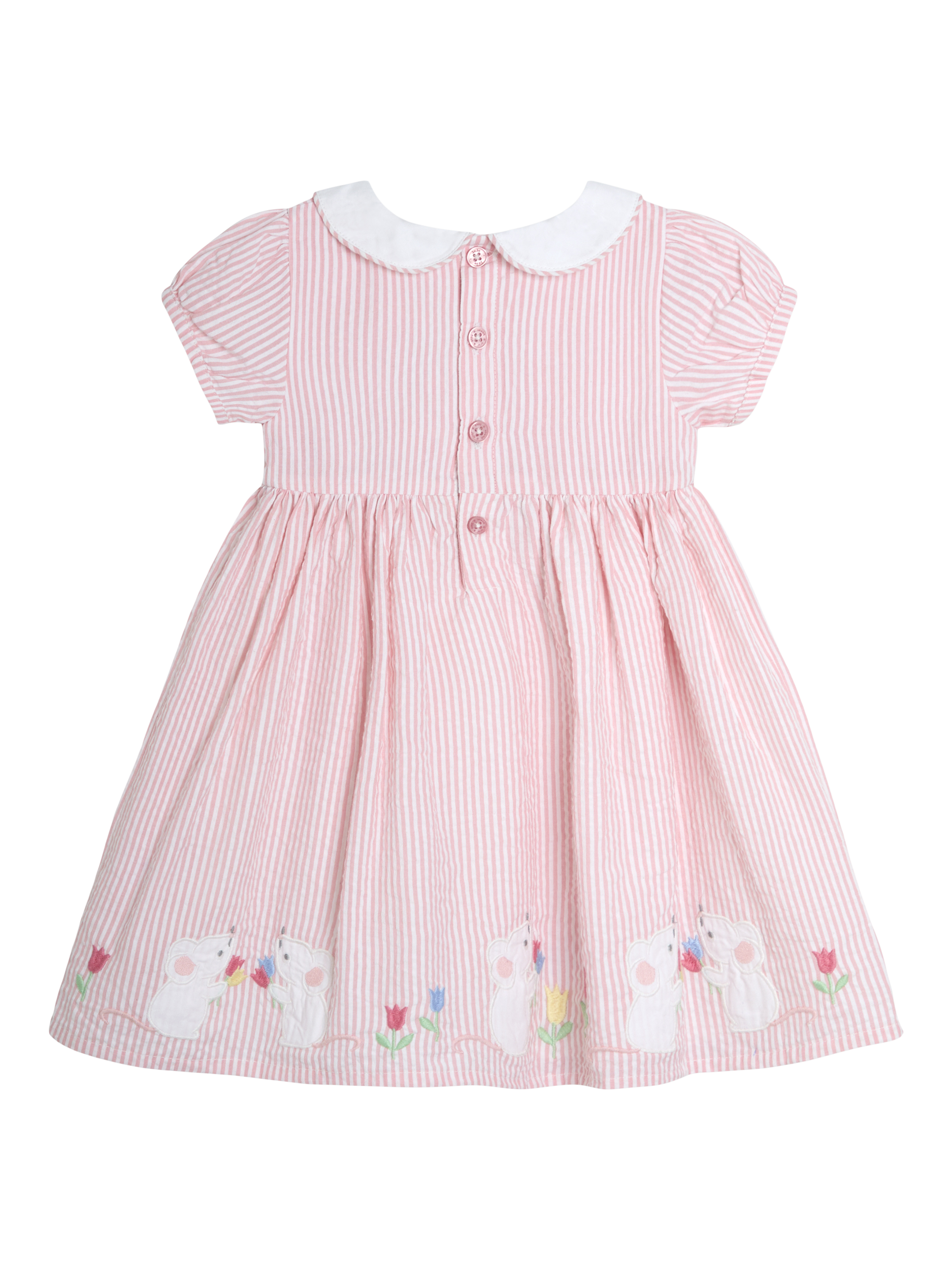 Product image 3 of 5, which shows JoJo Maman Bébé Kids' Cotton Mouse Applique Dress & Bloomers Set, Pink, 6-12 months