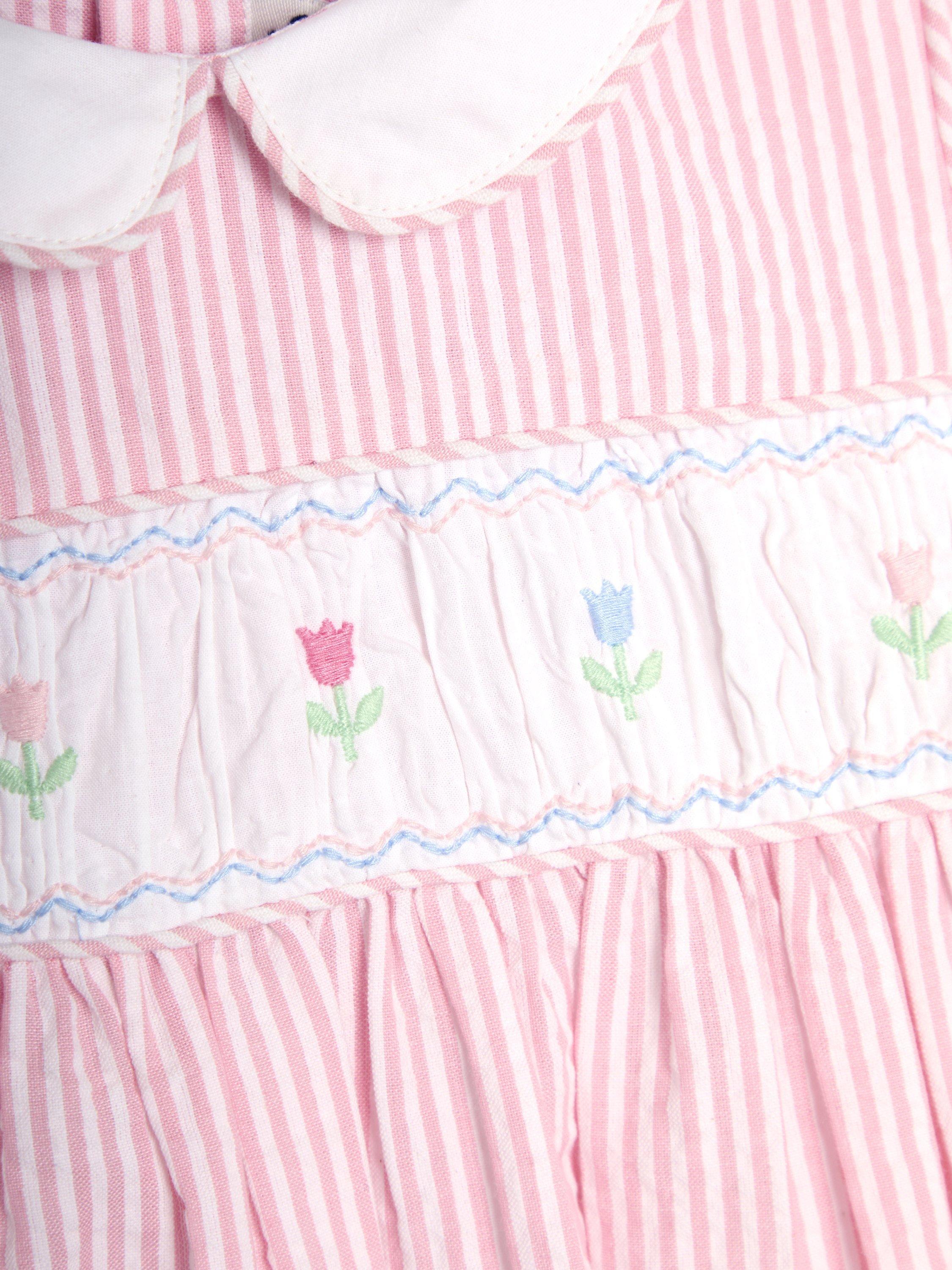 Product image 4 of 5, which shows JoJo Maman Bébé Kids' Cotton Mouse Applique Dress & Bloomers Set, Pink, 6-12 months