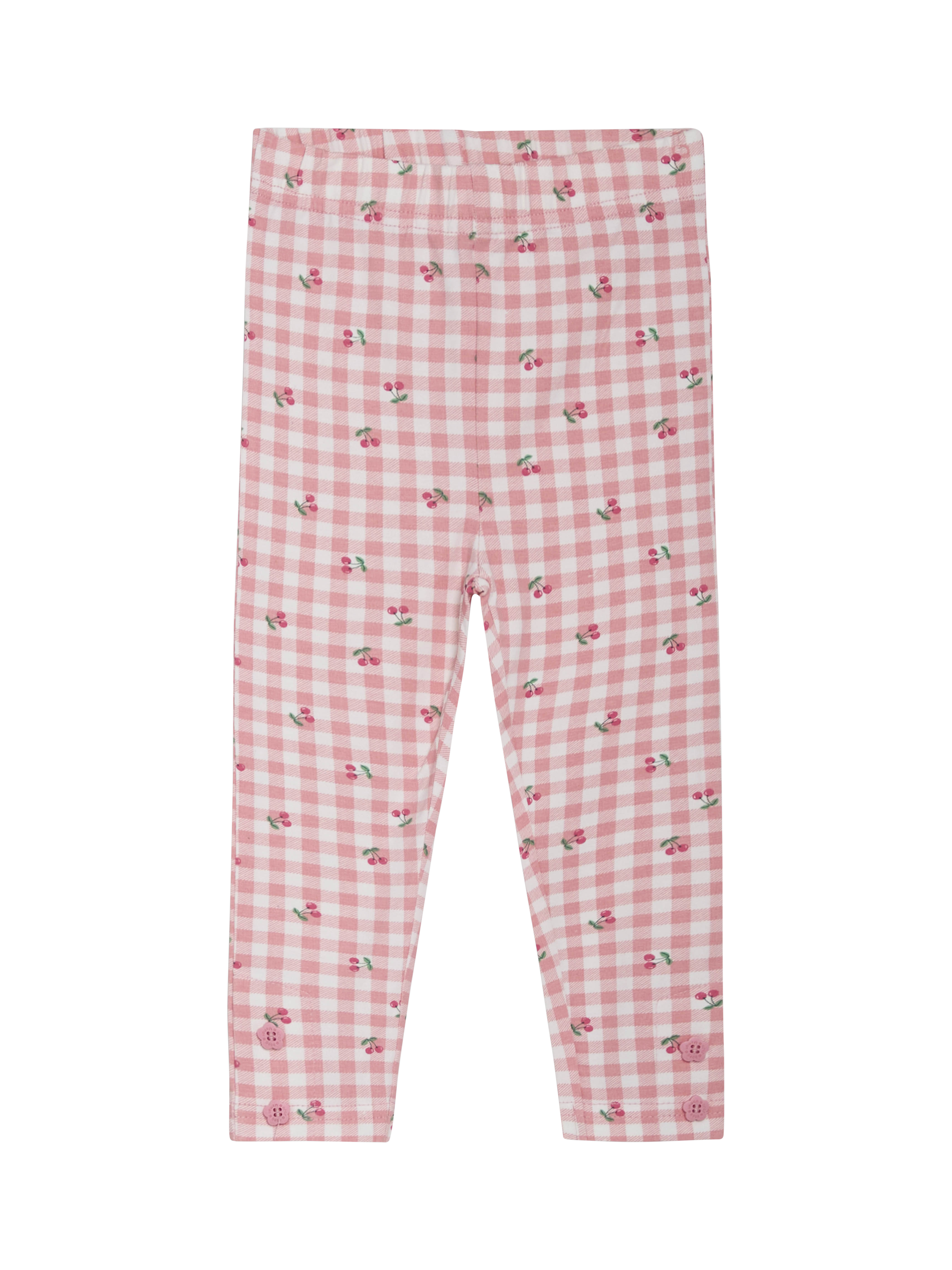 Product image 2 of 5, which shows JoJo Maman Bébé Kids' Cherry and Gingham Leggings, Pack of 2, Multi, 6-12 months